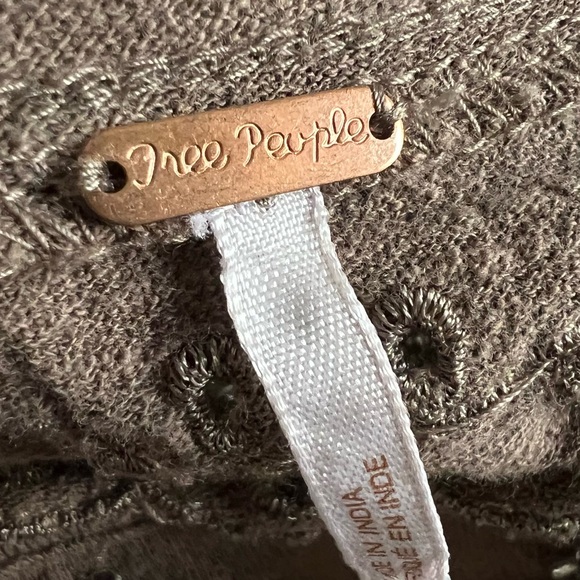 Free People Easy Does It Tee Brown Beaded Top Size Small - Picture 8 of 12